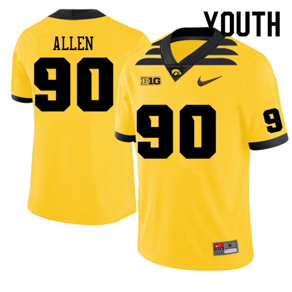 Youth #90 Brian Allen Iowa Hawkeyes College Football Jerseys Sale-Gold